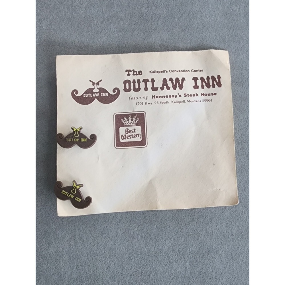 Vintage OUTLAW INN Mustache Lapel Pin Hat Pin Tie Tack Button FREE $HIPPING!!